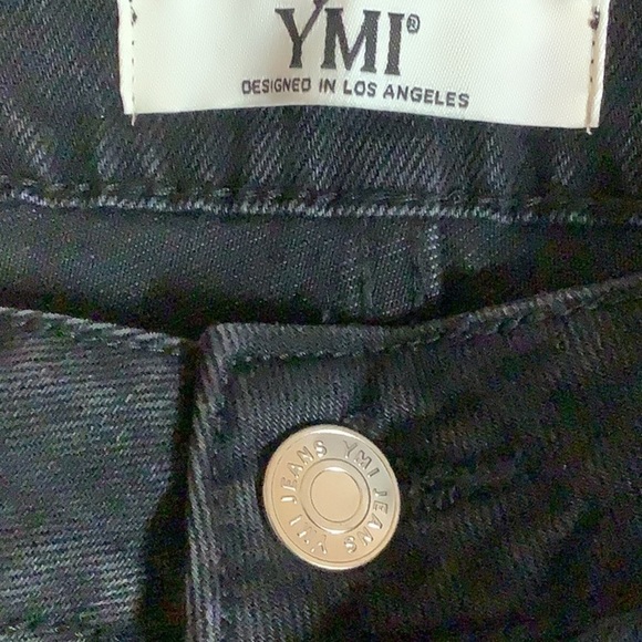 YMI Size 13 Classic Long Black Denim With Front Slit. New With Tags. - Picture 6 of 7
